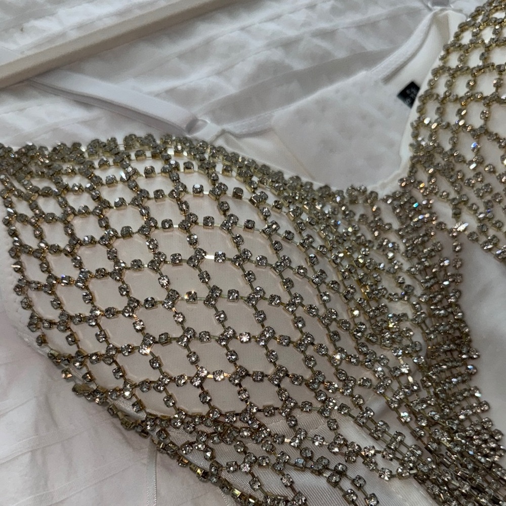 Windsor Silver Rhinestone Crop Top - Picture 3 of 13